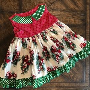 Girls Christmas swing top, button back